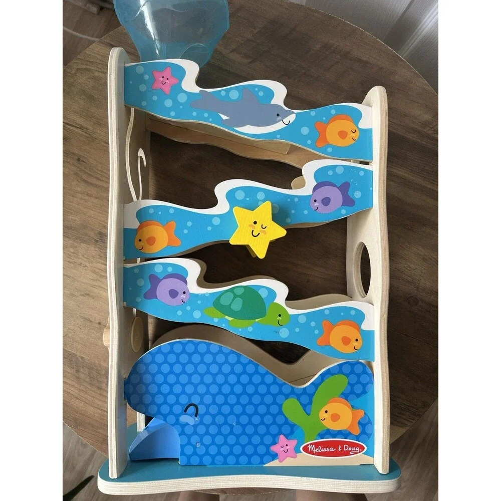 Melissa & Doug Rollables Ocean Slide Counter Wooden Play Set 4 PCs